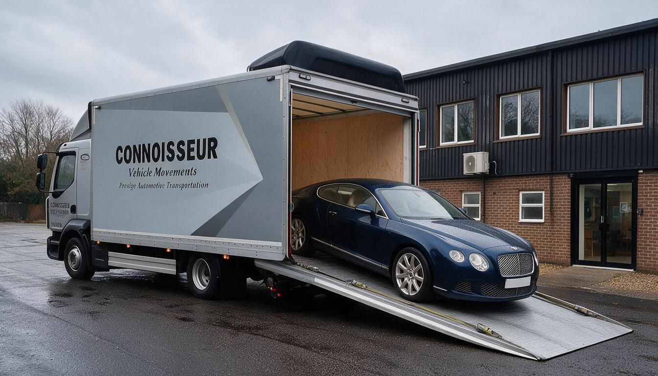 A vehicle being collected for delivery